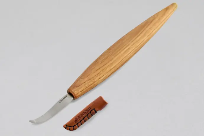 BOIS PAR BEAVERCRAFT / COUTEAU CUILLERE A COURBE OUVERTE AVEC ETUI CUIR