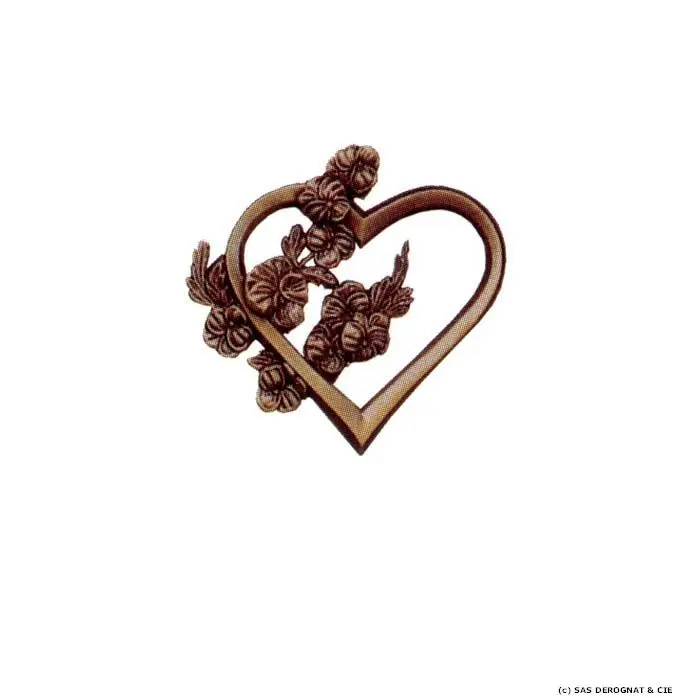 BRONZE / COEUR AVEC PENSEES 70 mm