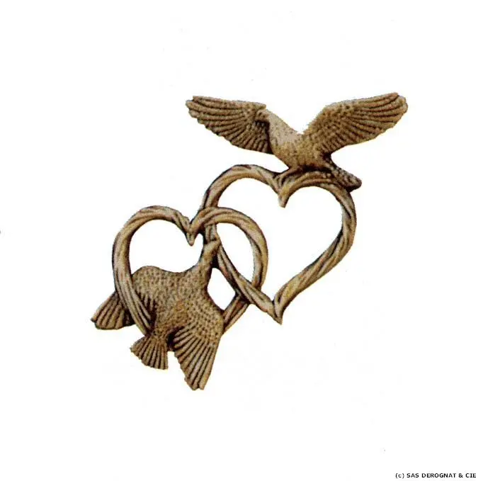 BRONZE / COEURS AVEC COLOMBES 150 mm
