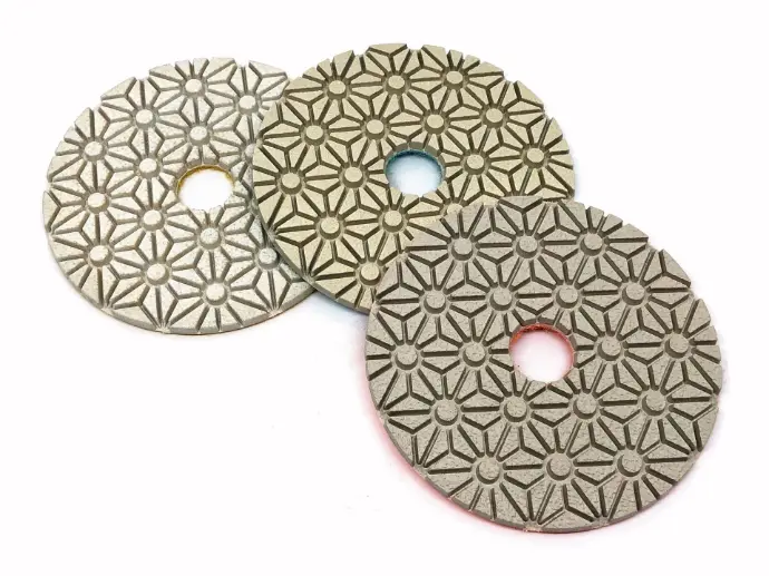 DISQUE DIAMANT RESINE BLANC VELCRO D100 mm 3 STEP * JEU COMPLET 1/2/3