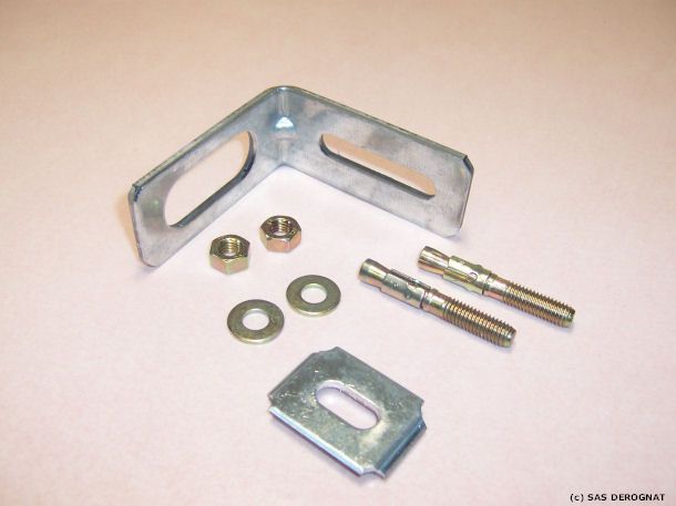 EQUERRE REGLABLE PLAQUETTE COMPLETE 80 x 80 x 35 mm ep 4mm AVEC CHEVILLES SPIT