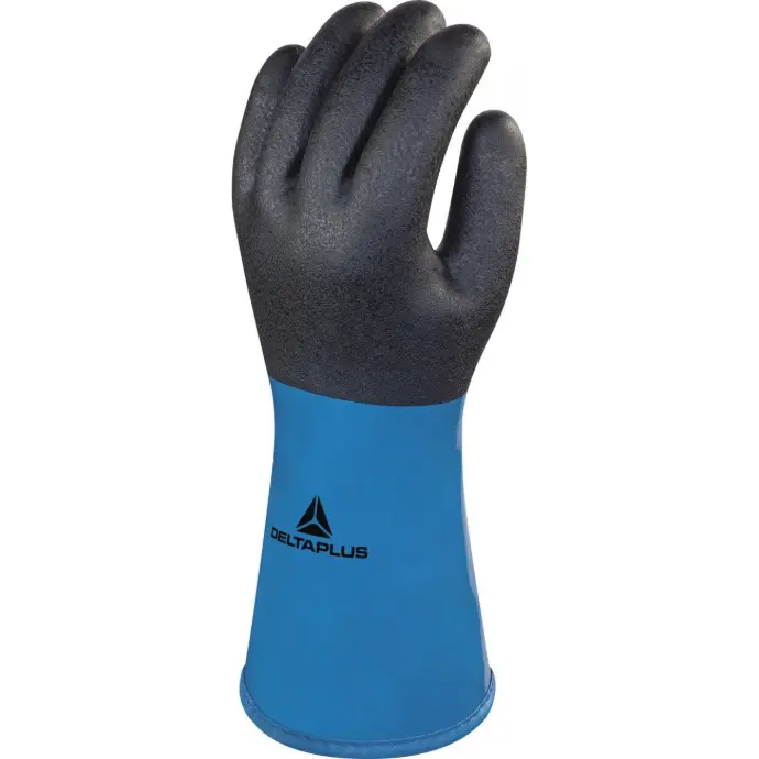 GANT BLEU/NOIR PVC NITRILE FOURRE 30 CM * LA PAIRE