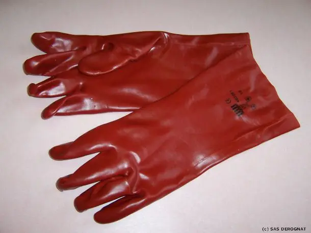 GANT ROUGE PVC LONG 36 CM * LA PAIRE