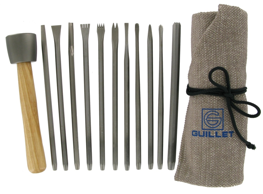 GUILLET / TROUSSE N°1 SCULPTURE 11 OUTILS + 1 MASSETTE 400gr / 2 CI+3 GR+1 GOU+1 BRO+4 SPE