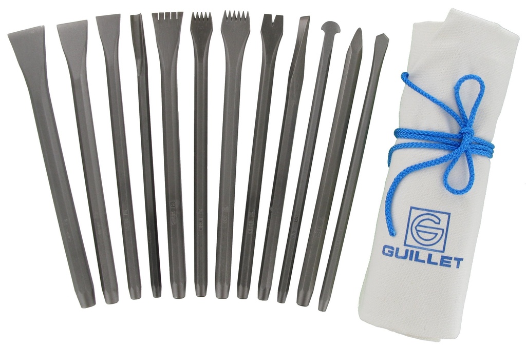 GUILLET / TROUSSE N°2 SCULPTURE 12 OUTILS / 3 CIS+3 GRA+1 GOU+1 BRO+4 SPE