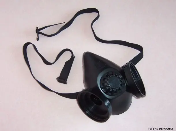 MASQUE PROTECTION CAOUTCHOUC NOIR  DOUBLE FILTRE * L'UNITE (SANS FILTRE)