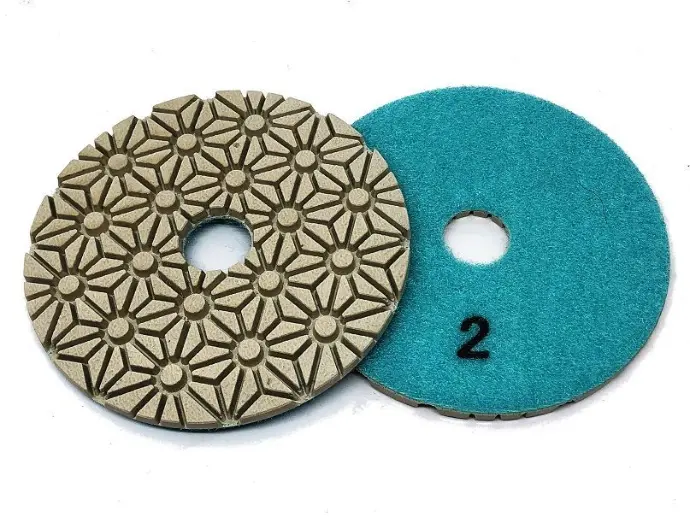 DISQUE DIAMANT RESINE BLANC VELCRO D 100 MM 3 STEP