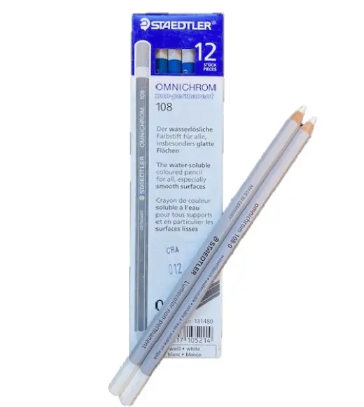 DESTOCKAGE / CRAYON OMNICHROM EFFACABLE A L'EAU * LA BOITE DE 12 CRAYONS BLANC 