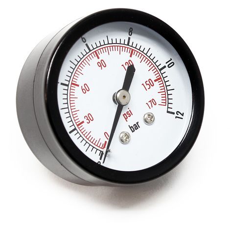 [MANO274415] AIR COMPRIME / MANOMETRE D50mm SORTIE ARRIERE 1/4'' / 0 à 12 BARS + PSI