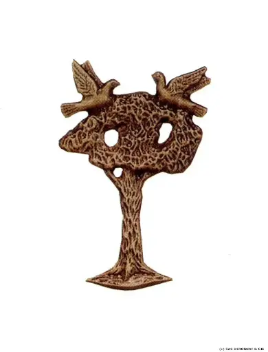 [BEFD145100] BRONZE / ARBRE SURVOLE PAR 2 COLOMBES 135X90 mm