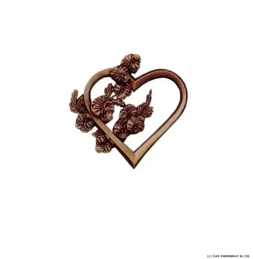 [BEFD13107] BRONZE / COEUR AVEC PENSEES 70 mm