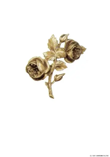 [BEFD61501] BRONZE / PALMETTE ROSE 2 FLEURS 160 x 110 mm