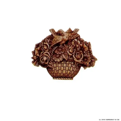 [BEFD12108] BRONZE / PANIER DE FLEURS AVEC OISEAUX 80 mm