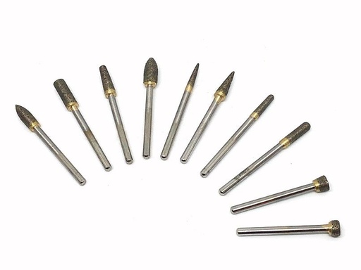 [FRAI3JEU10] FRAISE DIAMANT FRITTE QUEUE 3 mm * COFFRET 10 FRAISES