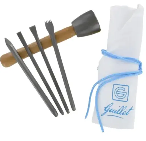 [1975] GUILLET / TROUSSE N°5 INITIATION 5 OUTILS / MASSETTE 600gr+1 BRO.+2 CIS.+1 GRA.