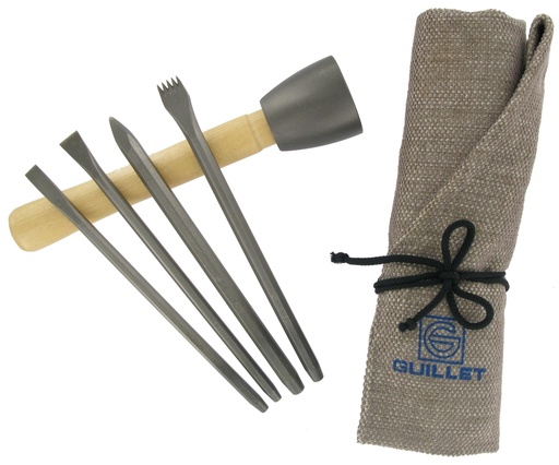 [1975] GUILLET / TROUSSE N°5 INITIATION 5 OUTILS / MASSETTE 600gr+1 BRO.+2 CIS.+1 GRA.