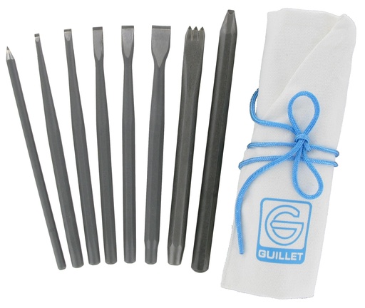 [4758] GUILLET / TROUSSE N°8 OUTILS CARBURE 8 OUTILS / 5 CI+1 POIN+1 BRO+1GRA