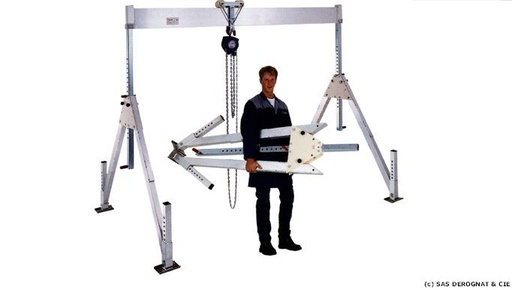 [PORT185250] PORTIQUE ALU 1T 5M PIEDS REPLIABLES + DISTANCEUR (POUTRE EN 2 PARTIES 3M+2M)