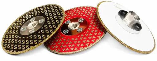 [DISQTRI] DISQUE DIAMANT TRIANGLE COUPE ET PONCE 1 FACE DIAM 125 + FLASQUE